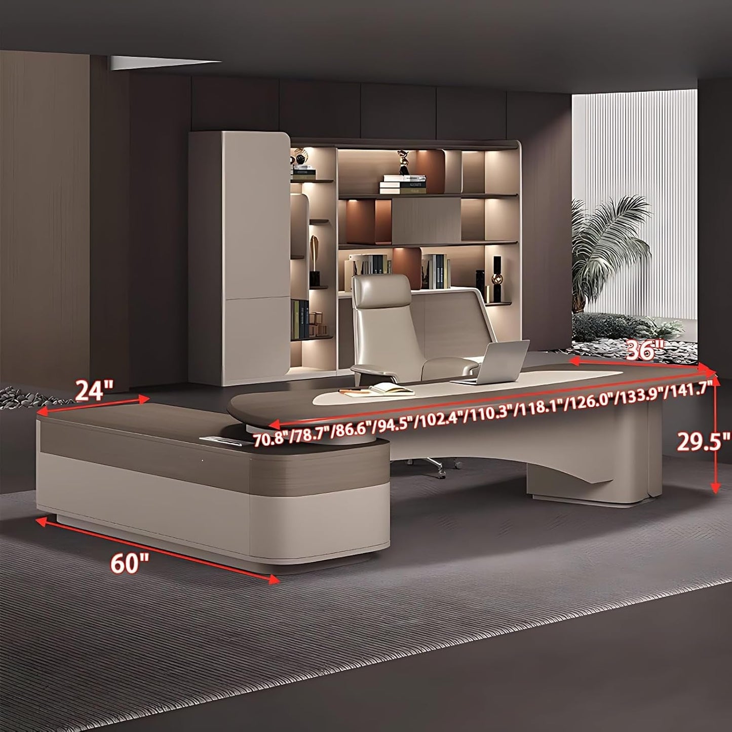 L Shaped Solid Wood Desk With Hidden Cable Hole 141.7 In