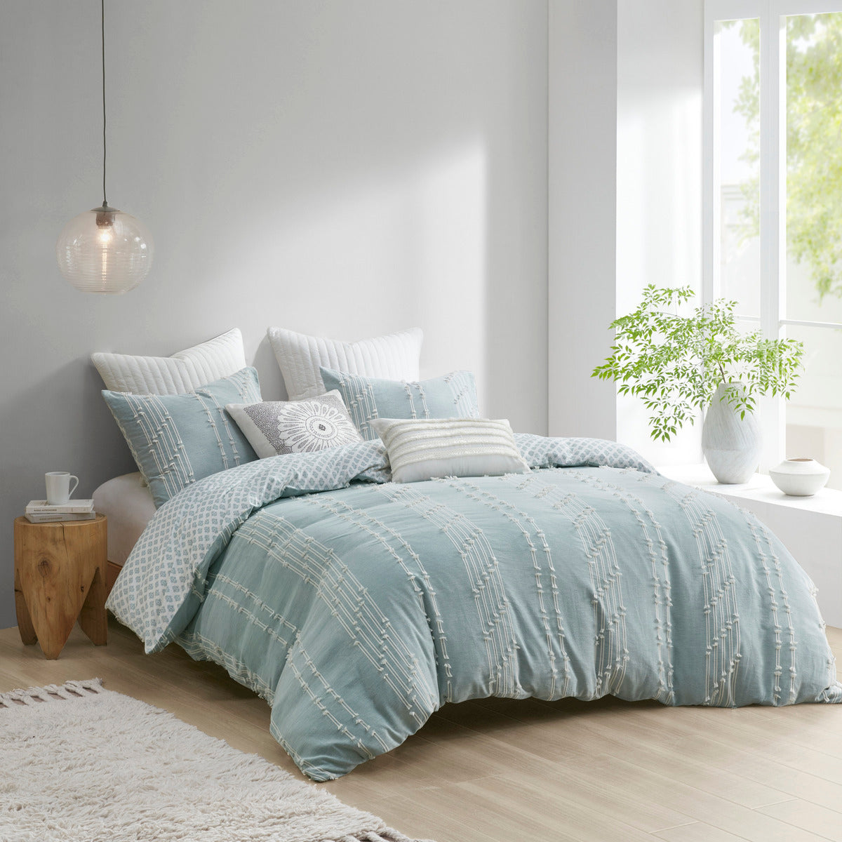 Full/Queen 3 Piece Cotton Jacquard Duvet Cover Set