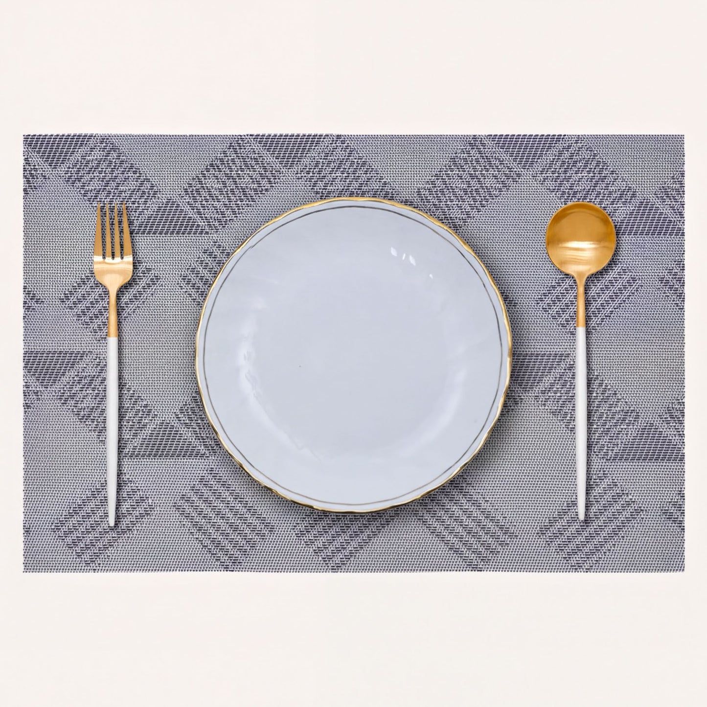 PVC Placemats – Non Slip Table Protectors for Dining Table, Gray & Silver