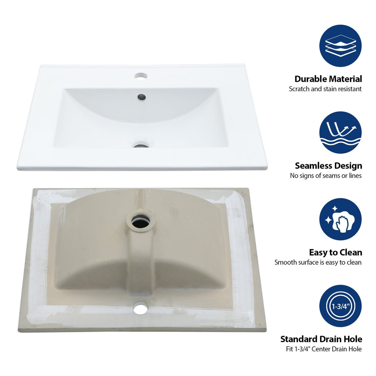 24" x 18" Bathroom Ceramic Console Sink