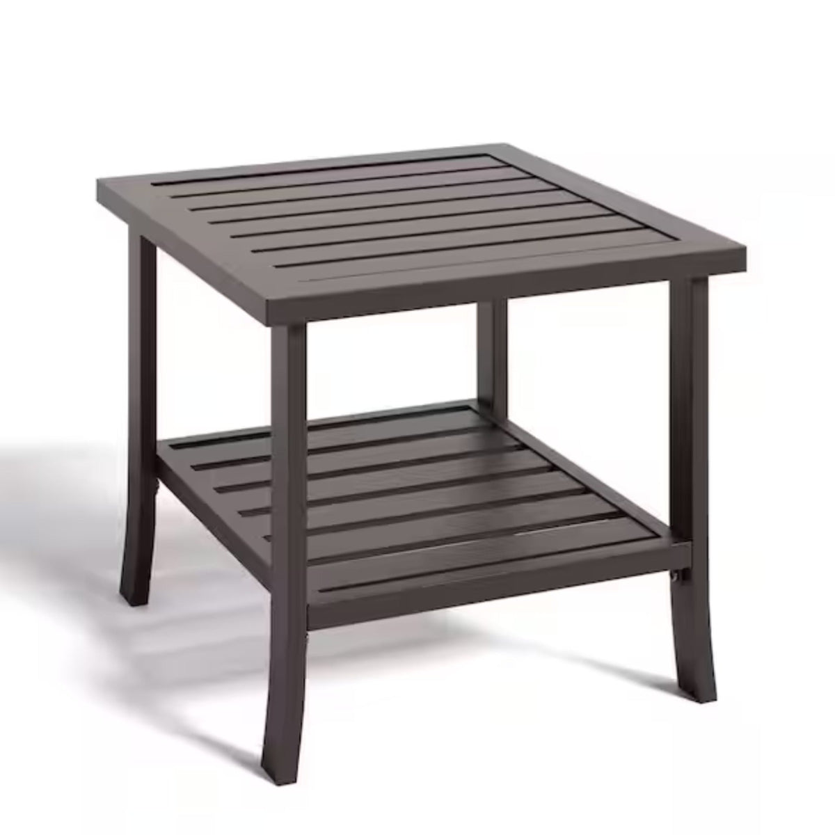 19" Square Brown Metal Side Table