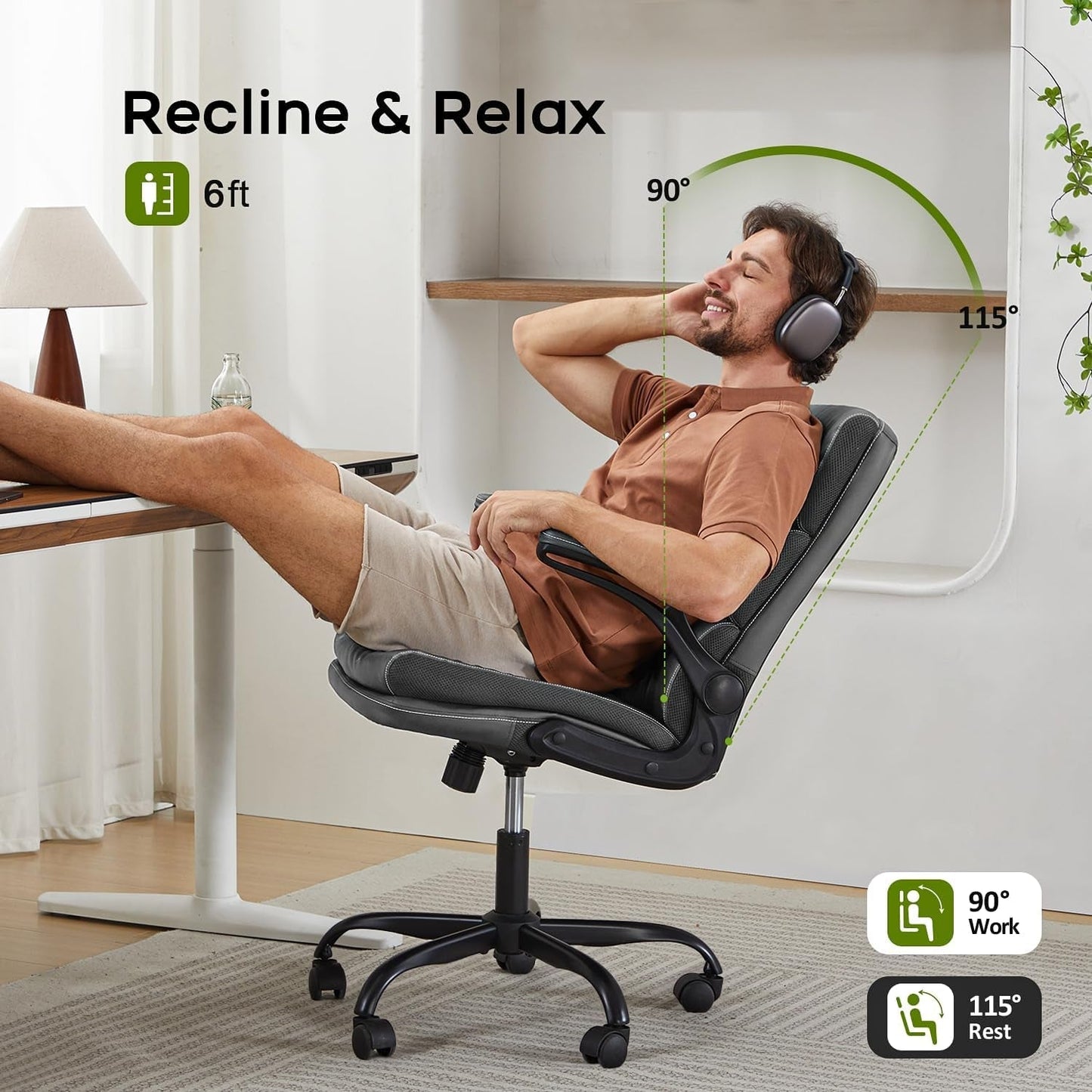 Gray Ergonomic Office Chair With Adjustable Height