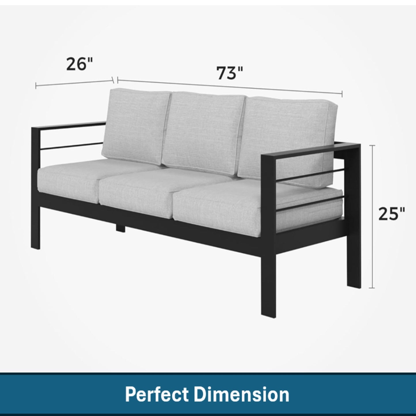 73" All-Weather Aluminum Patio Sofa