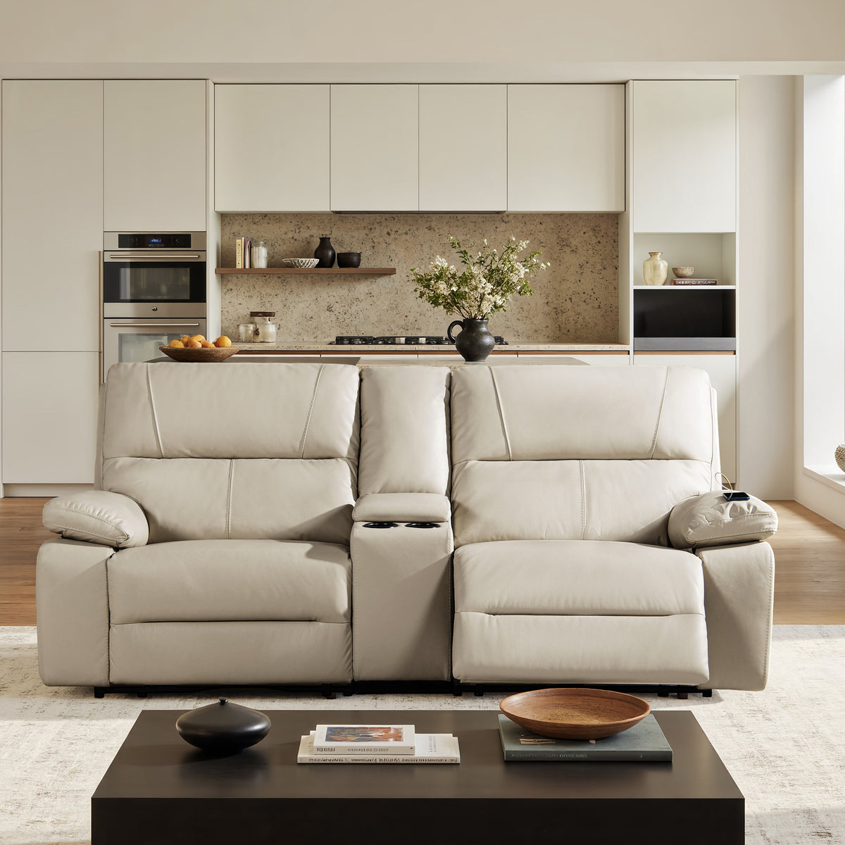 Malibu 79" Modern Power Motion 3-Piece Reclining Loveseat Sofa with Cup Holders