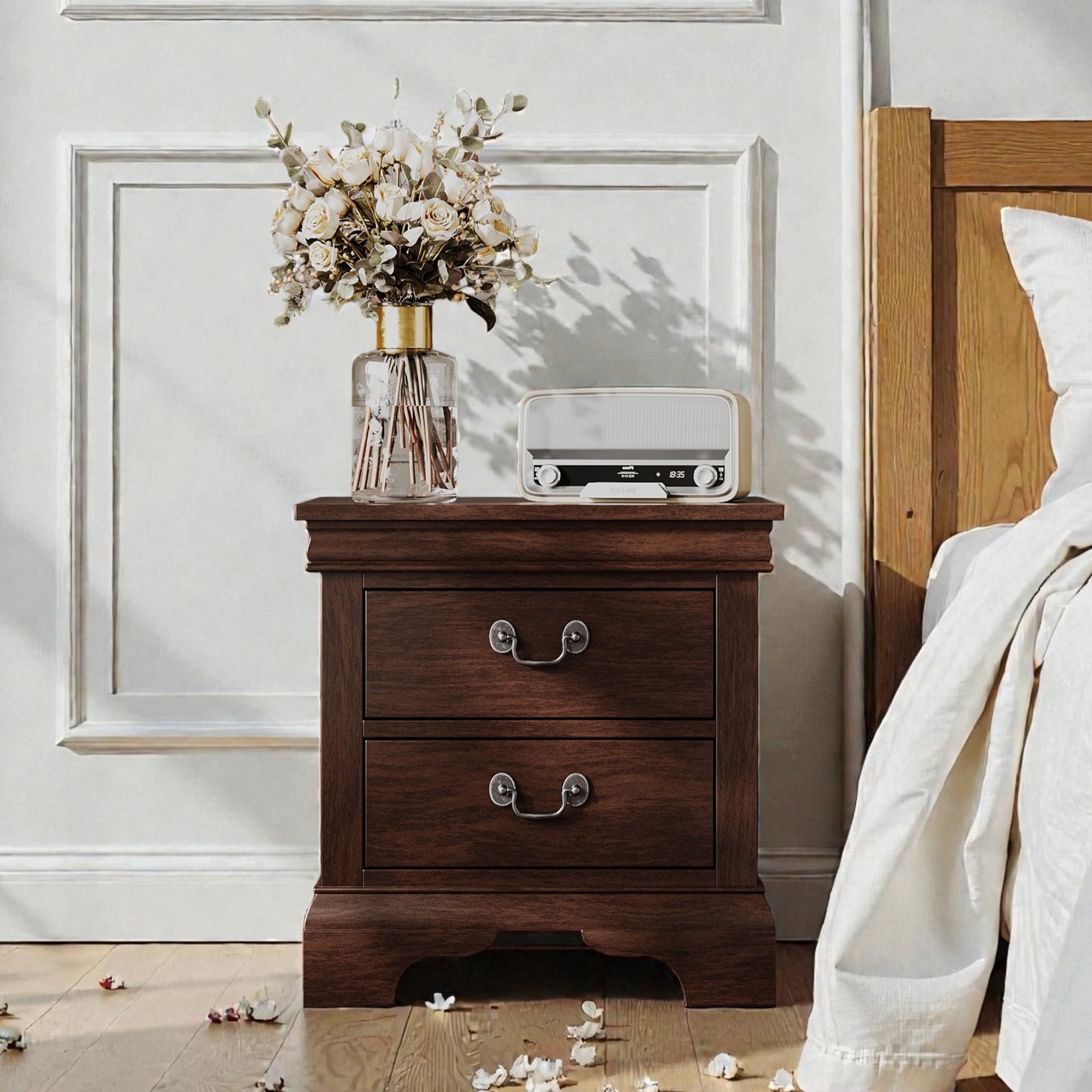Classic Wooden Nightstand - Cherry
