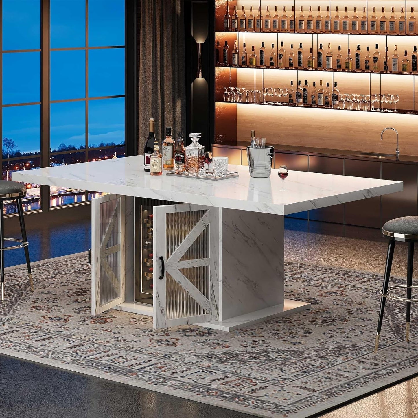 63 Inch White Rectangular Dining Table With Storage