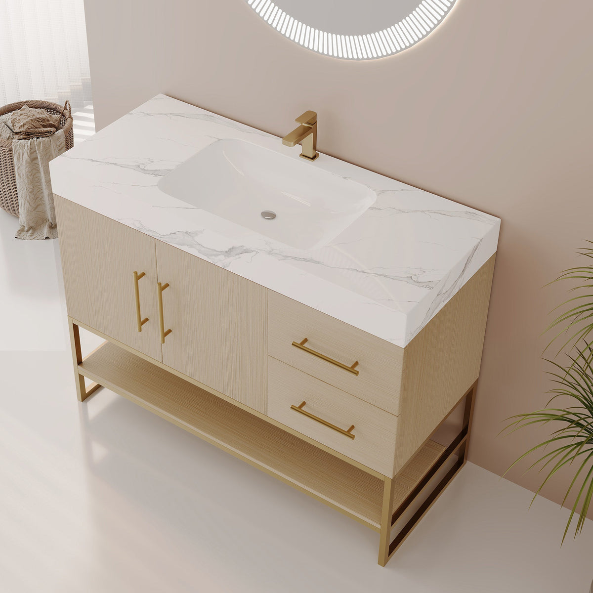 36" Modern Free-Standing Bathroom Vanity with Seamless Sink