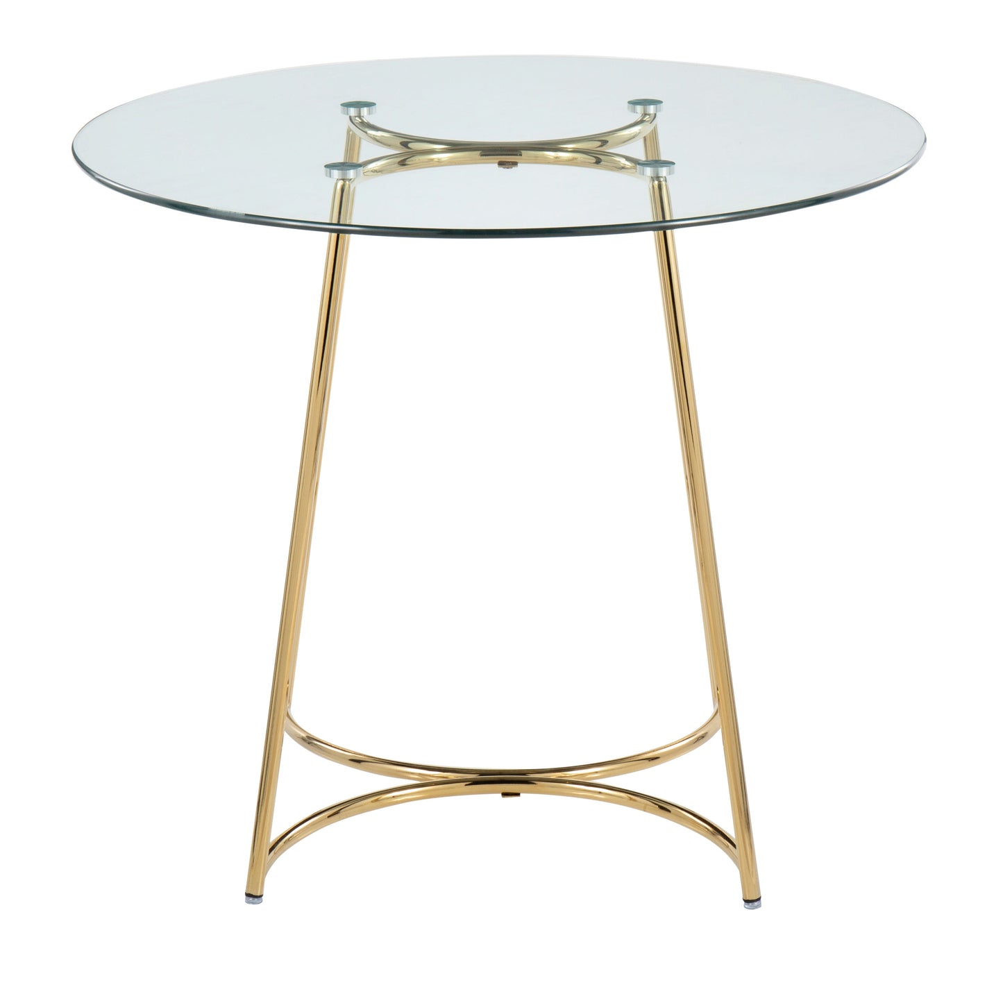 Cece Contemporary/Glam Dinette Table in Gold Steel with Clear Glass Top by LumiSource