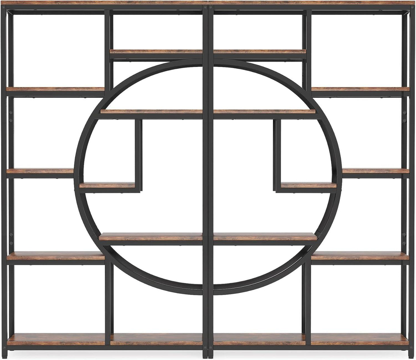 Industrial 5 Tier Etagere Bookcase Brown Rustic Finish