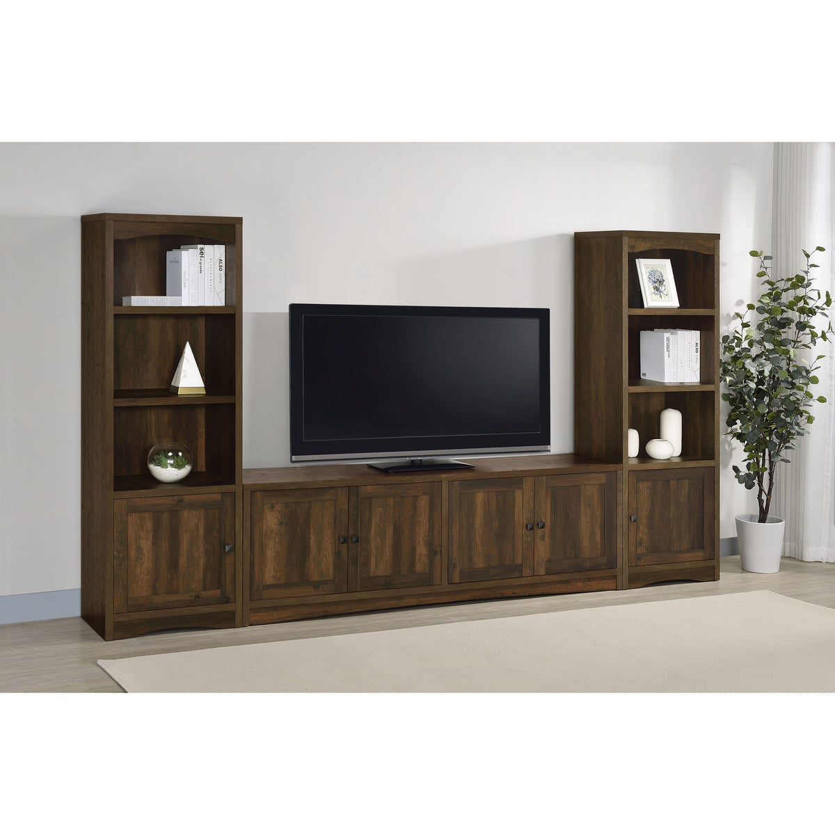 Lunetta Dark Pine 3-Piece TV Stand Entertainment Center
