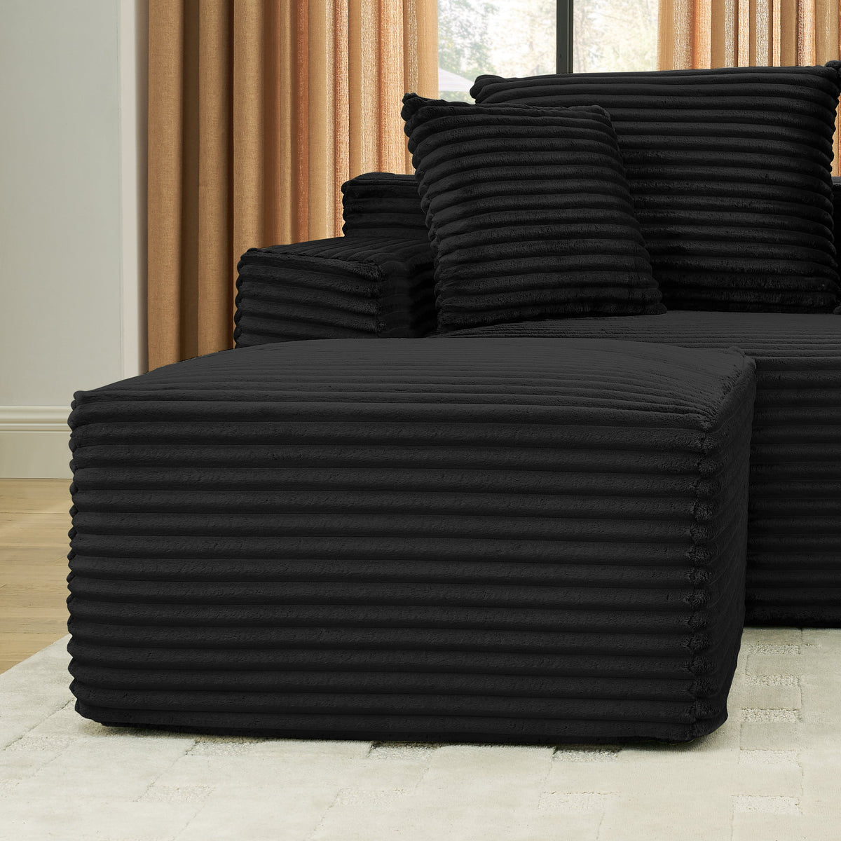 Comfy U-Shaped Sectional Modern Boneless Corduroy Couch