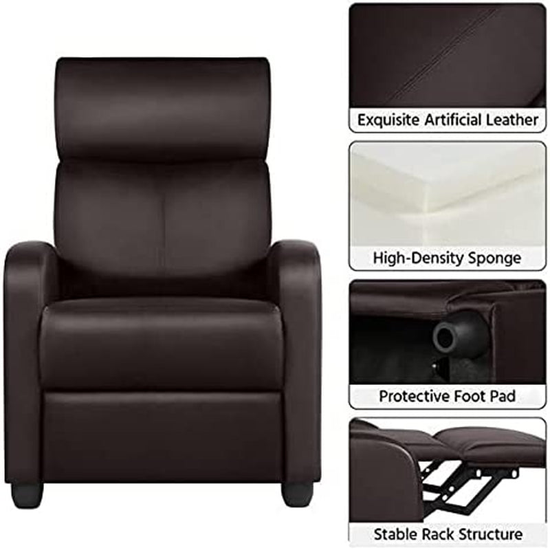 Set Of 2 PU Leather Padded Recliner Chairs For Living Room