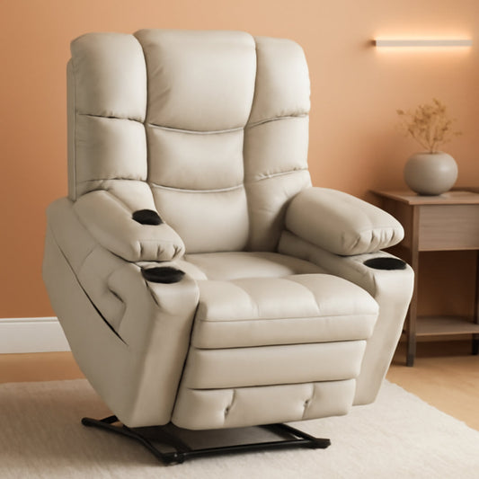 Large Dual Motor Power Lift Recliner With Massage And Heat