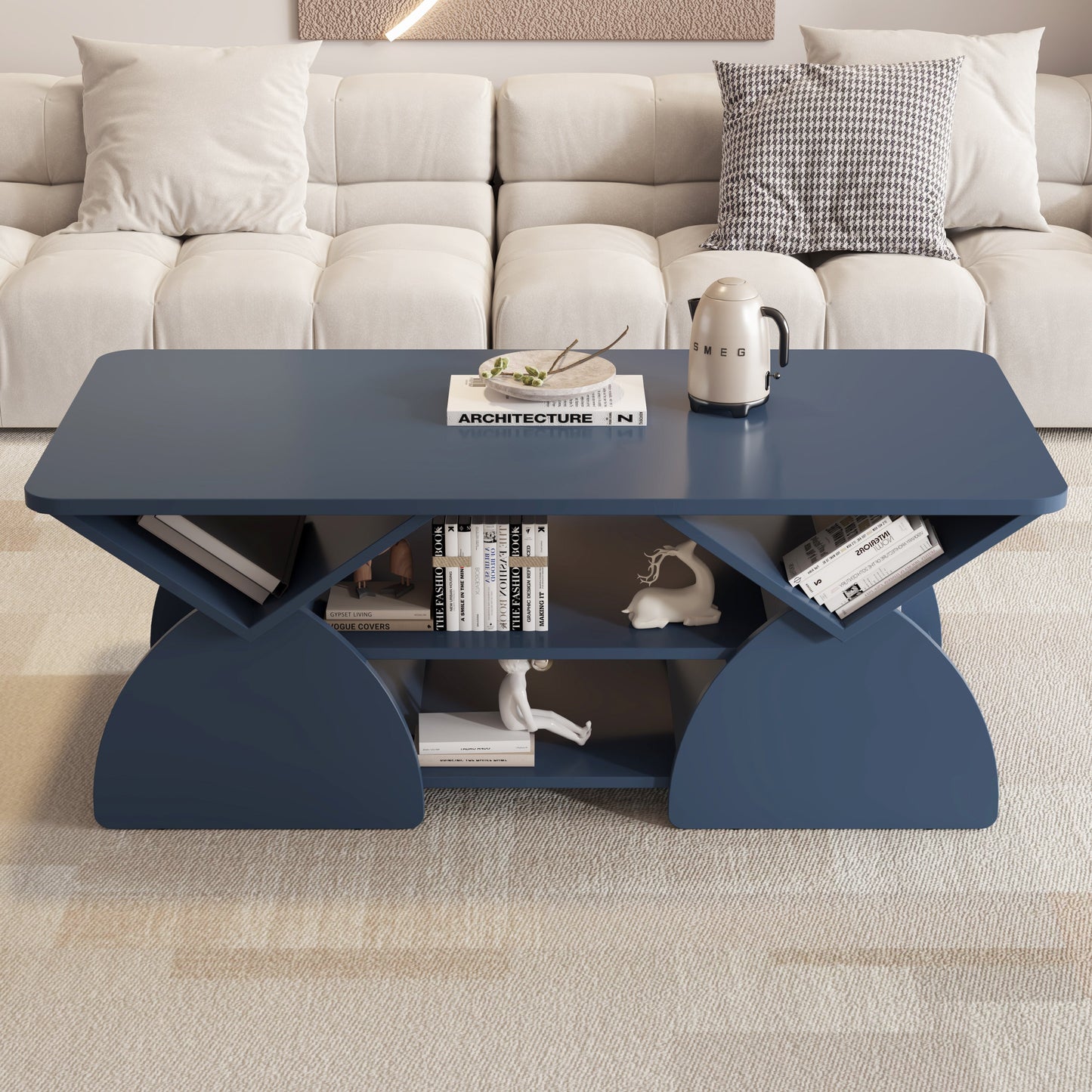Engineered Wood Rounded Corner Rectangular Coffee Table