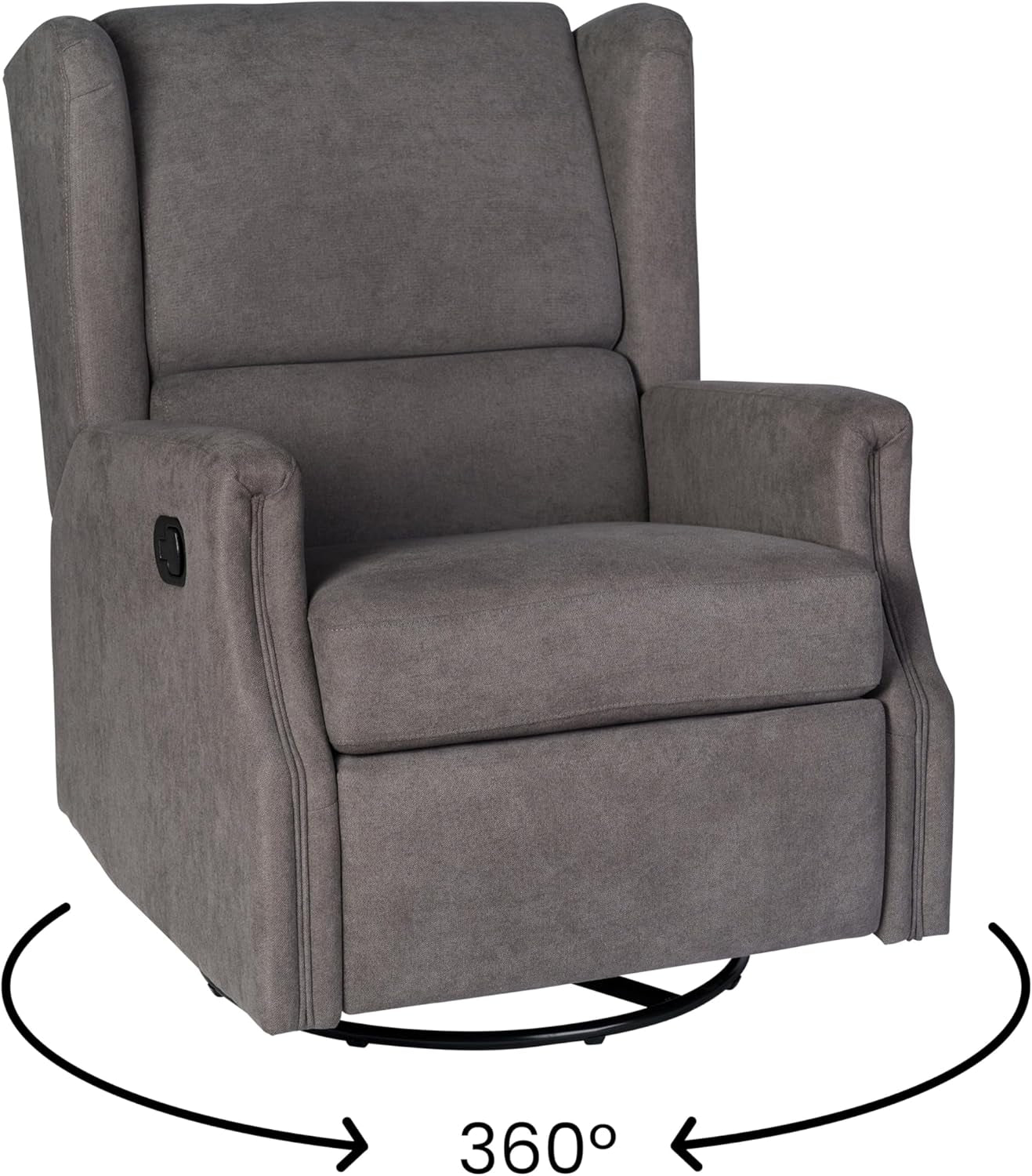 Omma Wingback Swivel Glider Recliner Dark Gray Upholstered
