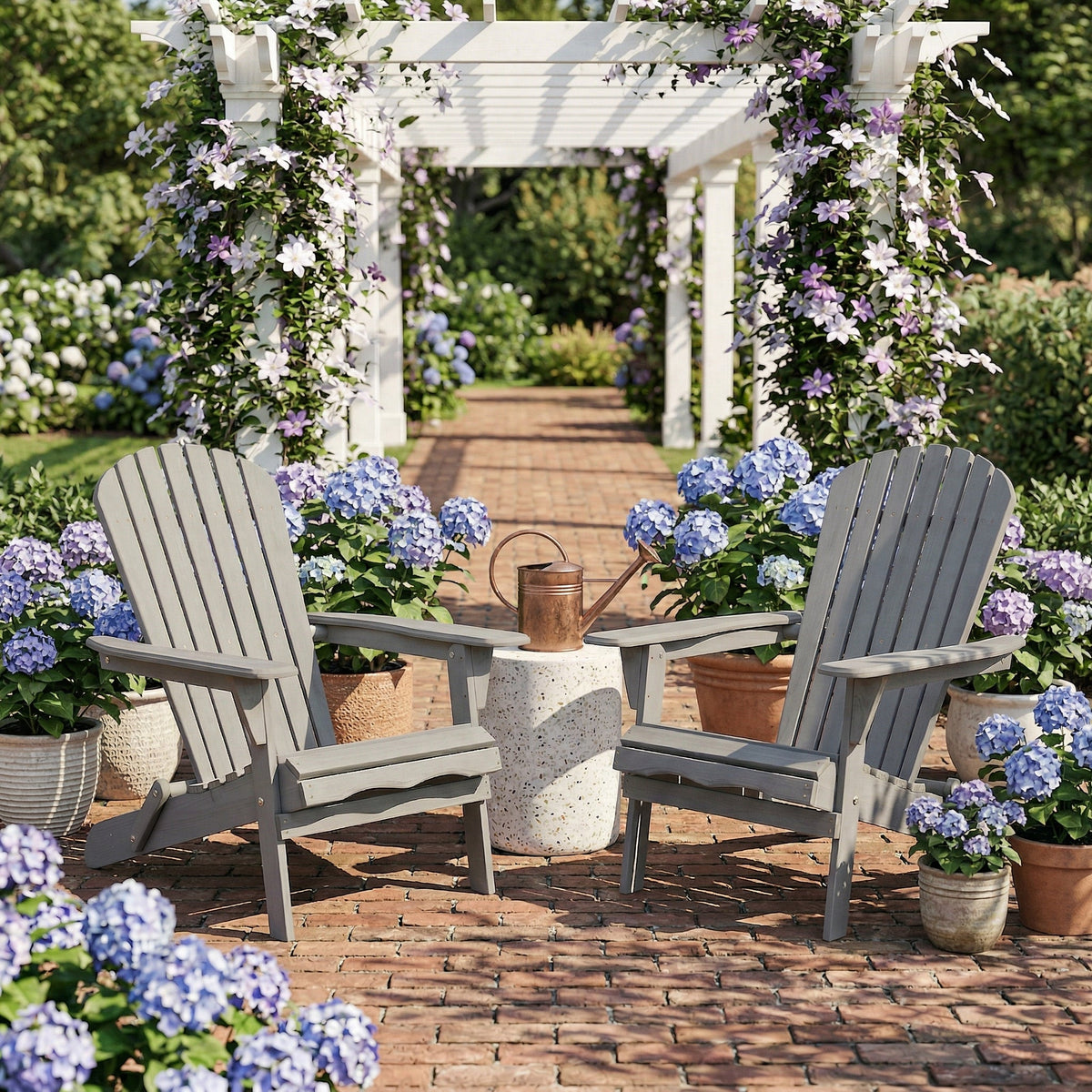 Outdoor Wooden Folding Adirondack Chair Set of 2