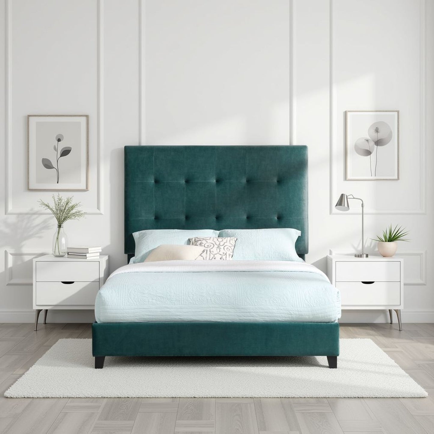 Queen Size Upholstered Panel Bed