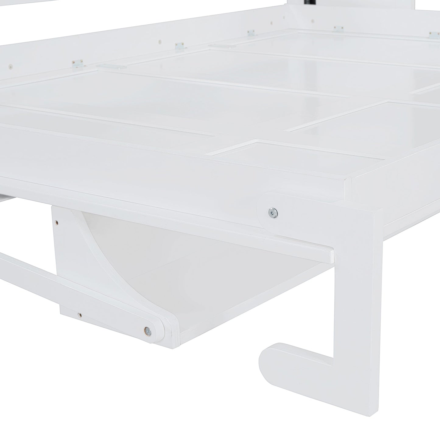 Queen Size Murphy Bed with Hydraulic Lift & Desk Design, White(OLD SKU: N820S00033K)