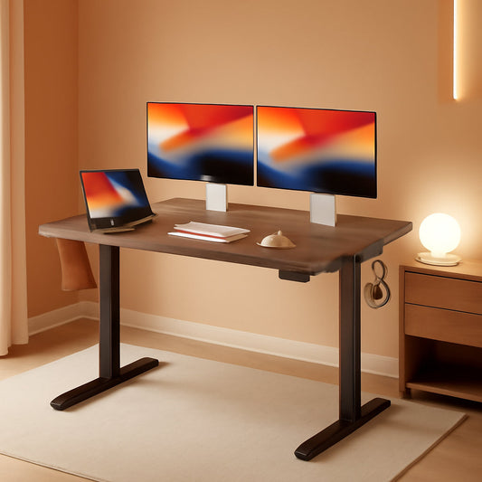 Electric Height Adjustable Standing Desk 55x24 Black Walnut