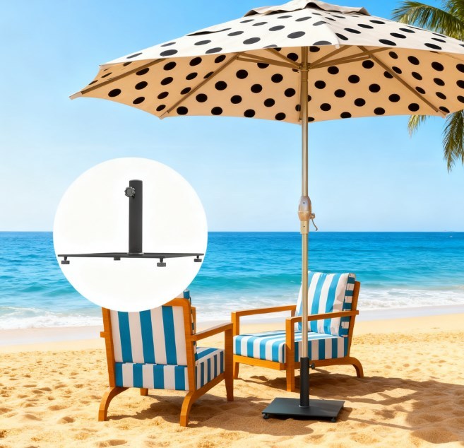 Convenient Metal Umbrella Stand Base with Adjustable Foot Pads