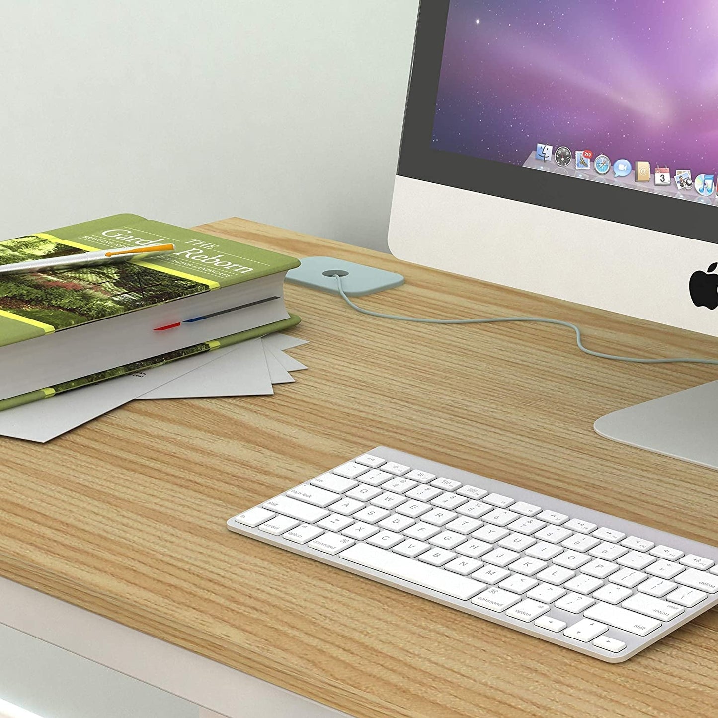 55 Inch Oak Top Desk With White Steel Frame For Home Office