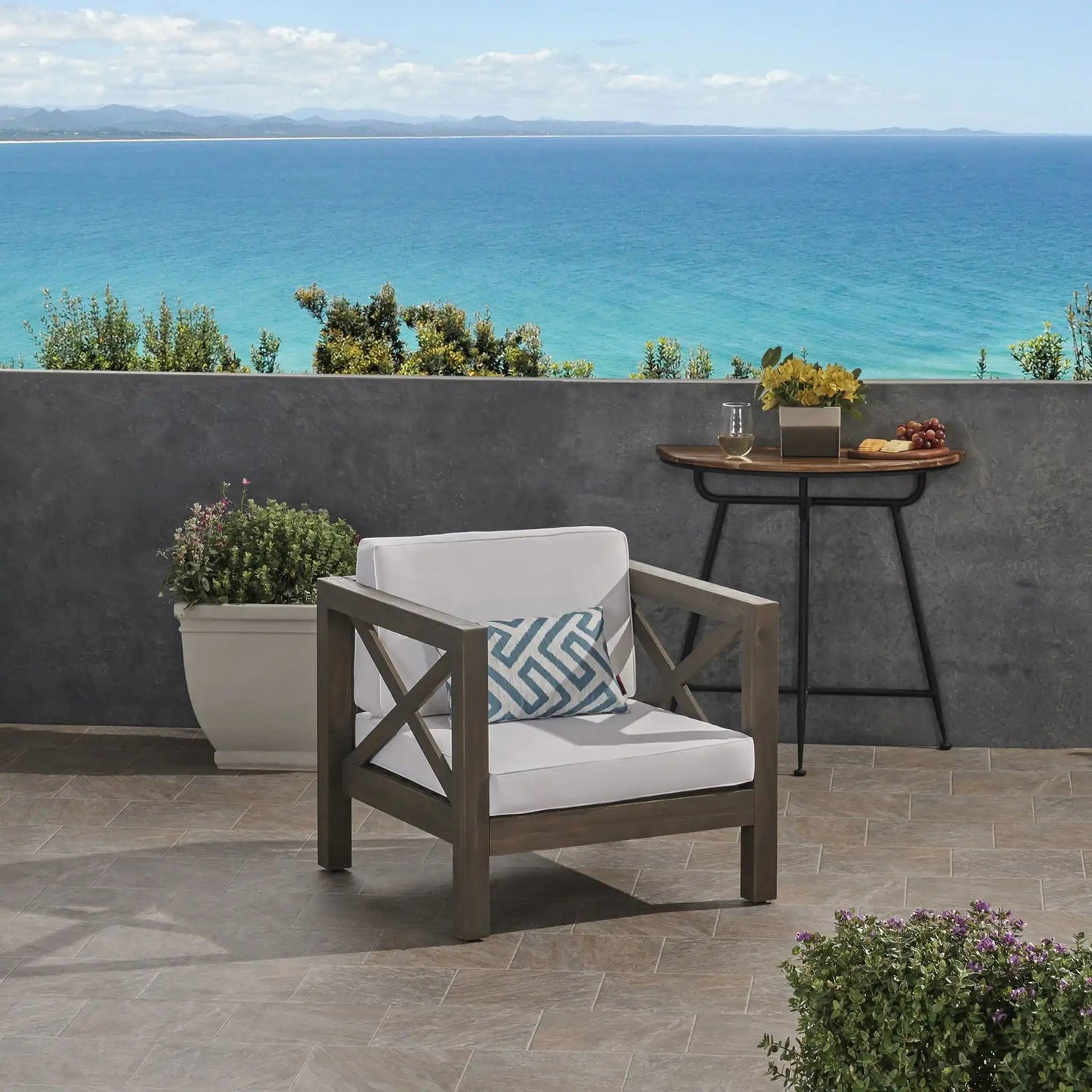 Brava Mid-Century Modern Club Chair With Water Resistant Cushions