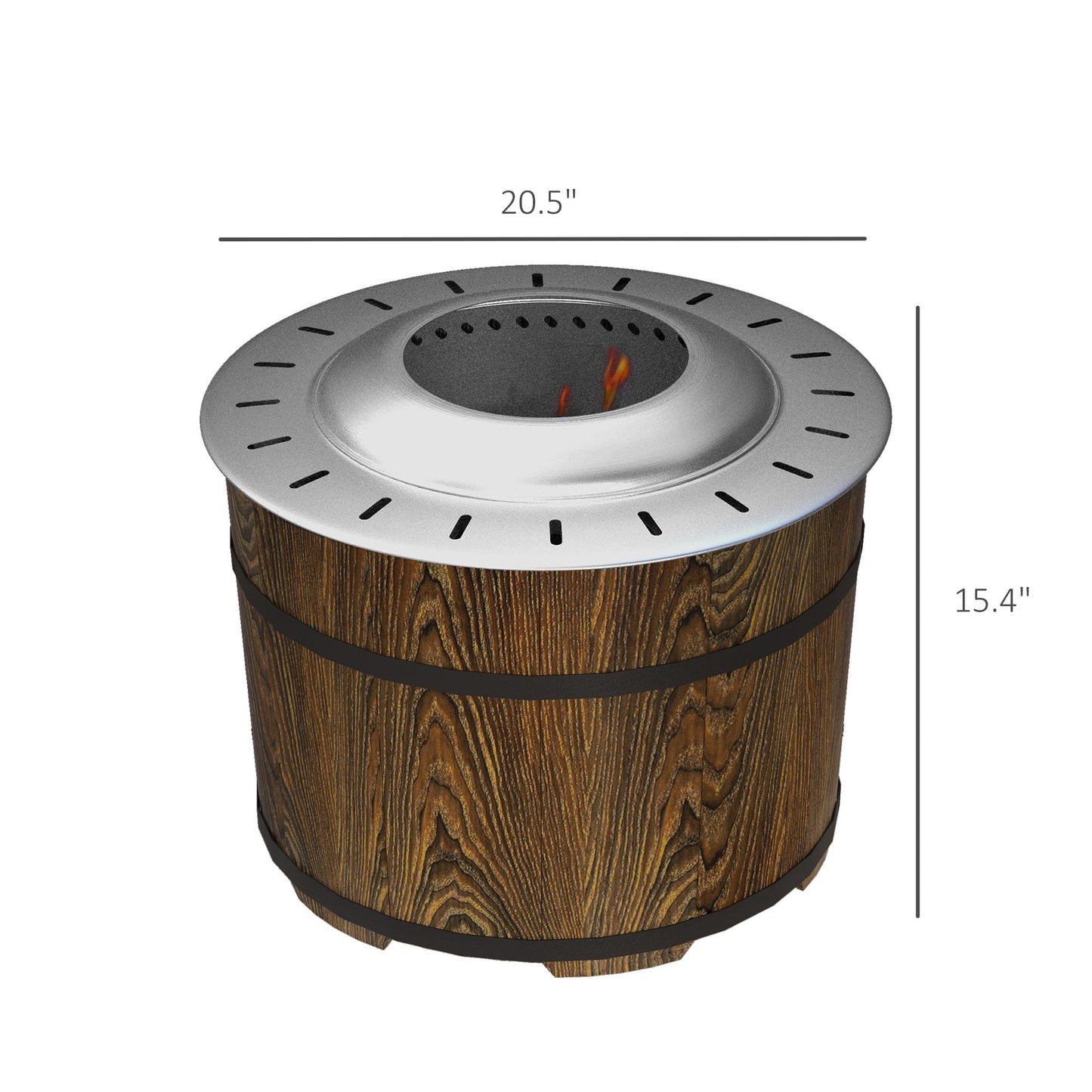 Smokeless Fire Pit with Fireproof Mat - 20.5' Barrel Style Portable Wood Burning Firepit