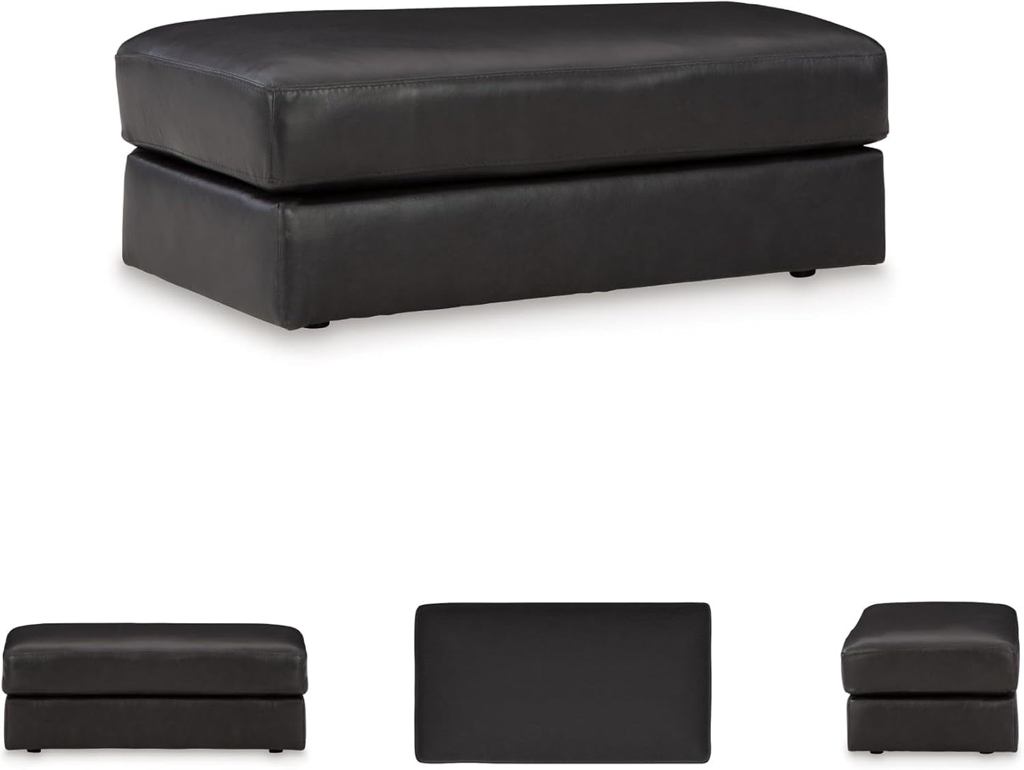 Contemporary Black Cushioned Rectangular Ottoman Finish