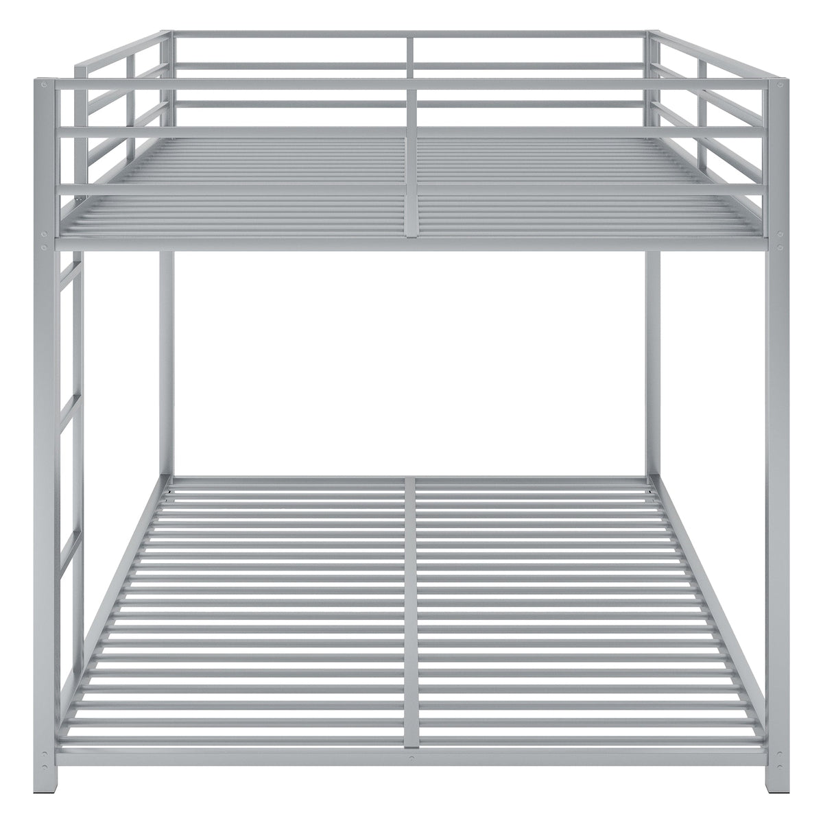 Full Over Full Metal Bunk Bed with Ladder in Silver