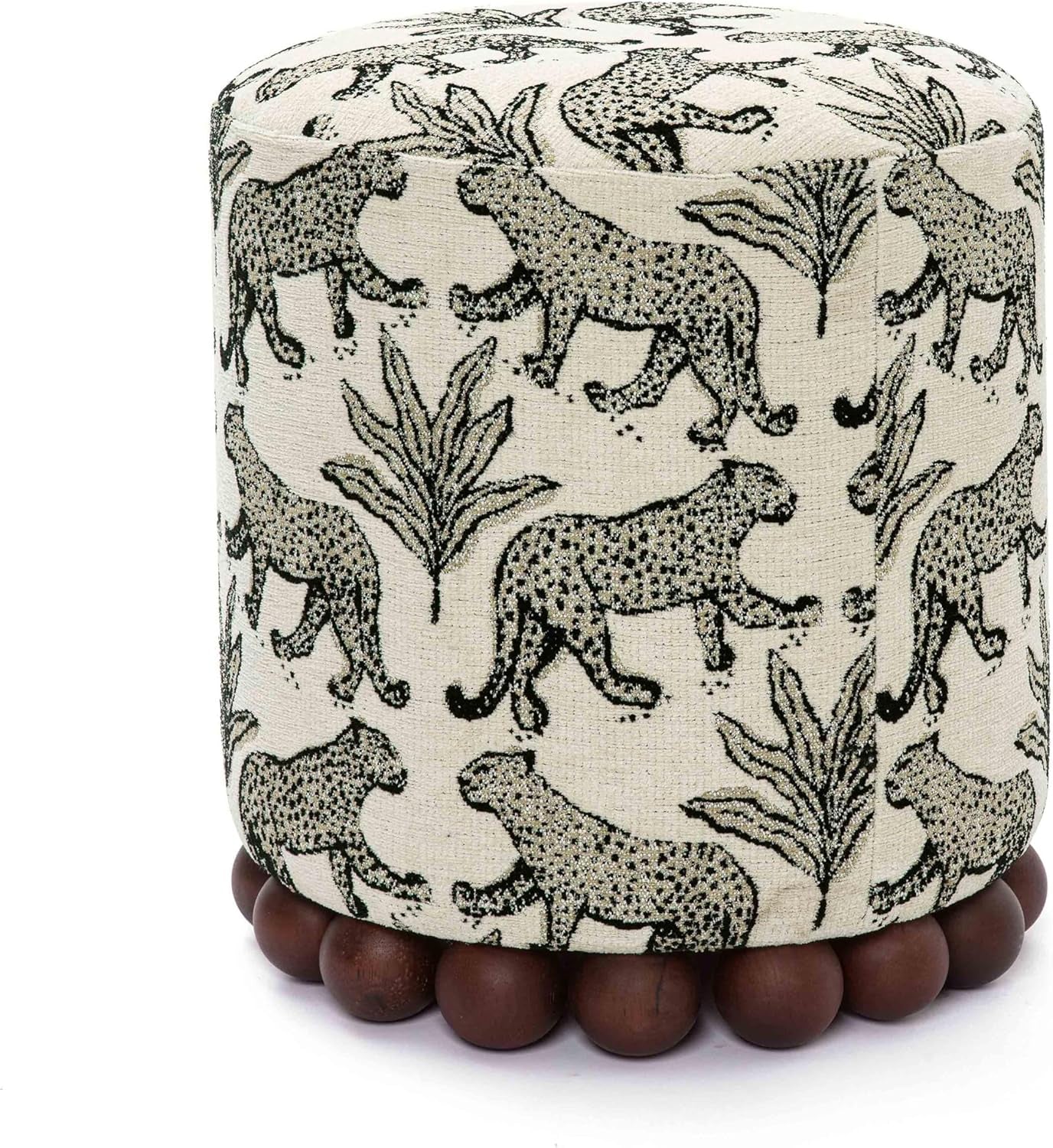 Dex Taupe Leopard Jacquard Ottoman Fully Assembled