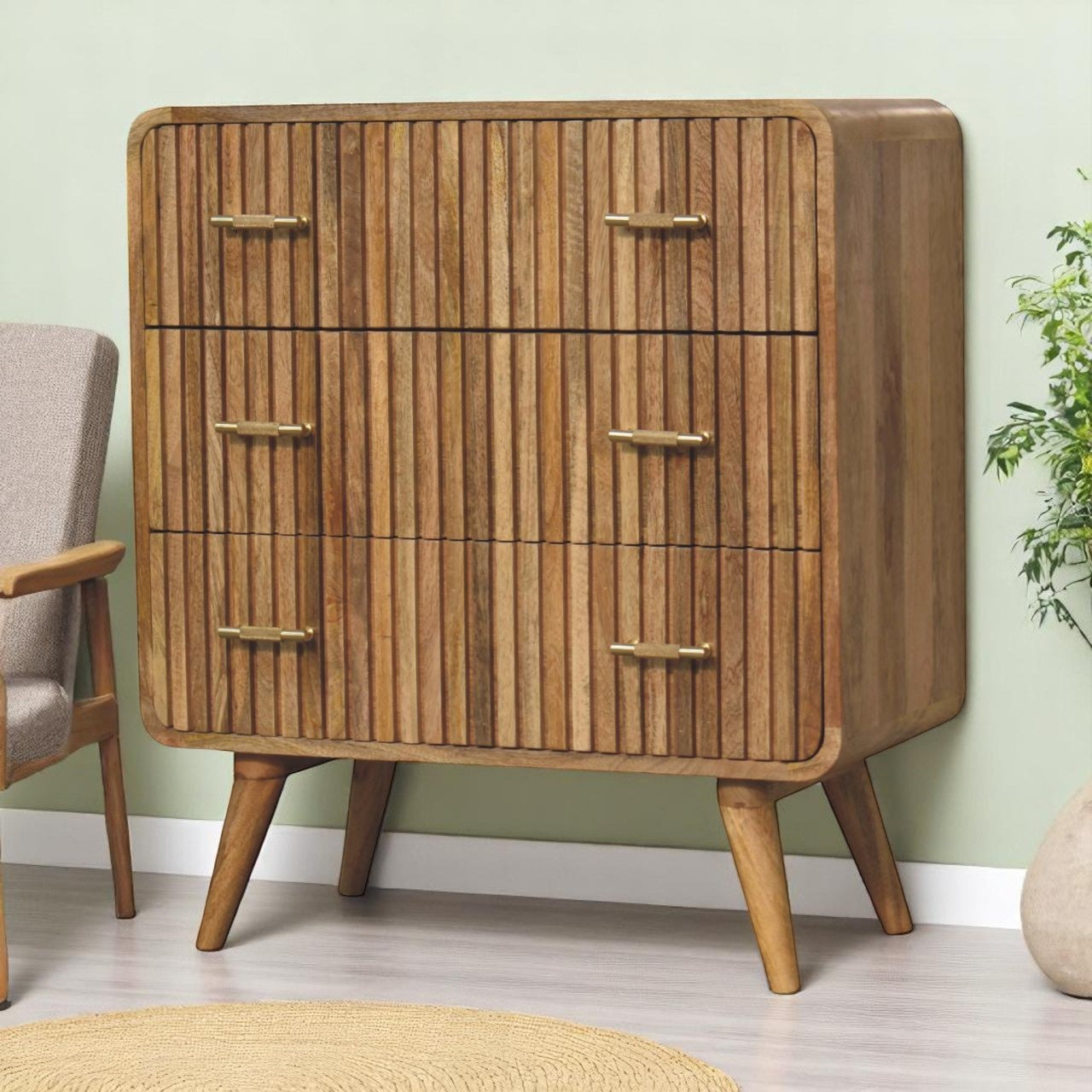 T-bar Ridged Chest, 3-Drawers
