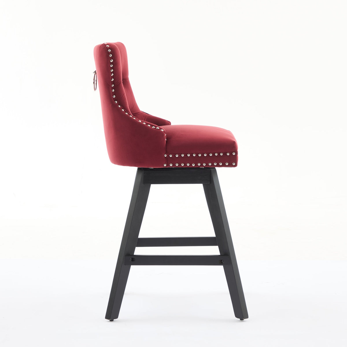 Swivel Velvet Barstools with Button Tufted Decoration