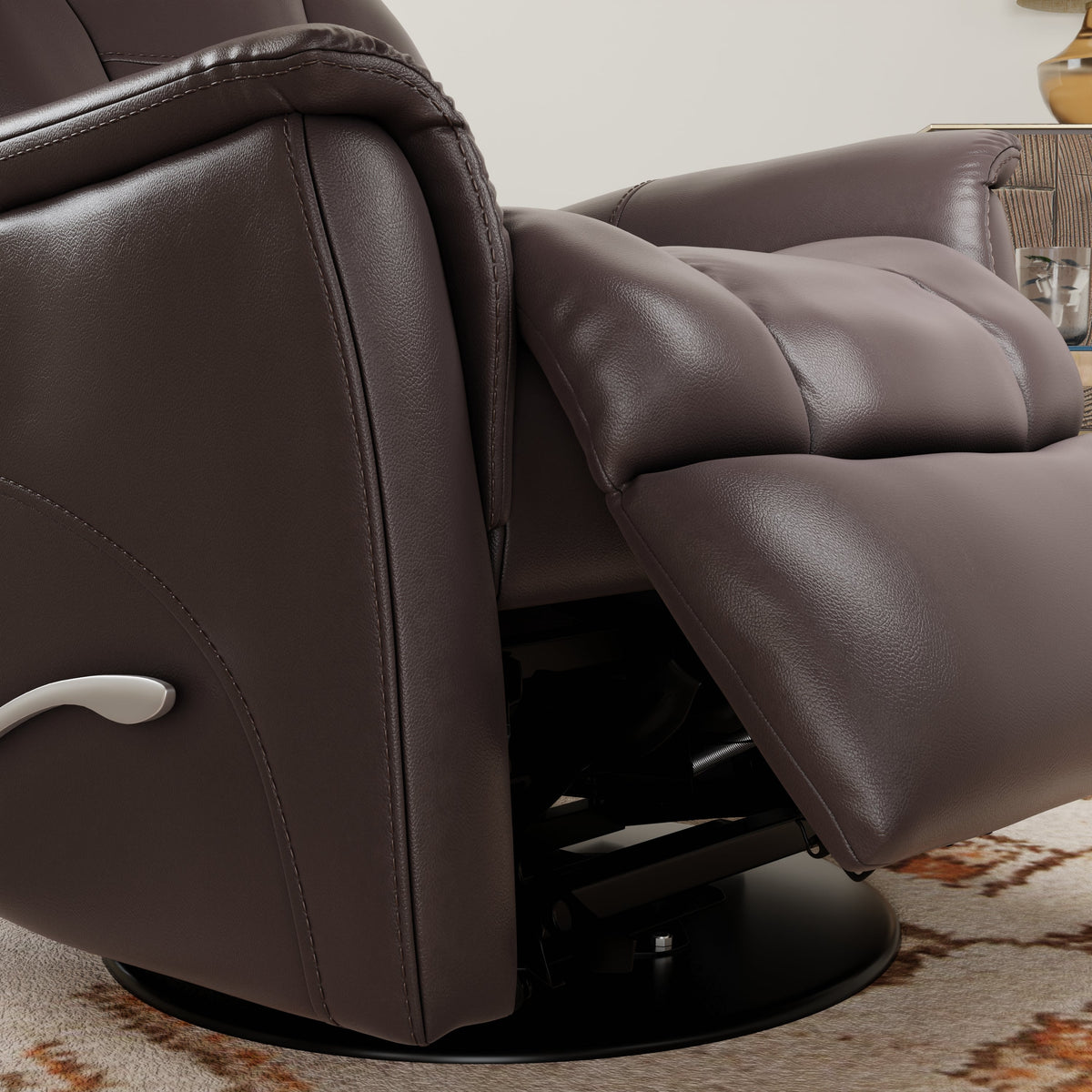 Global Home Swivel Glider Recliner with Adjustable Headrest & Footrest