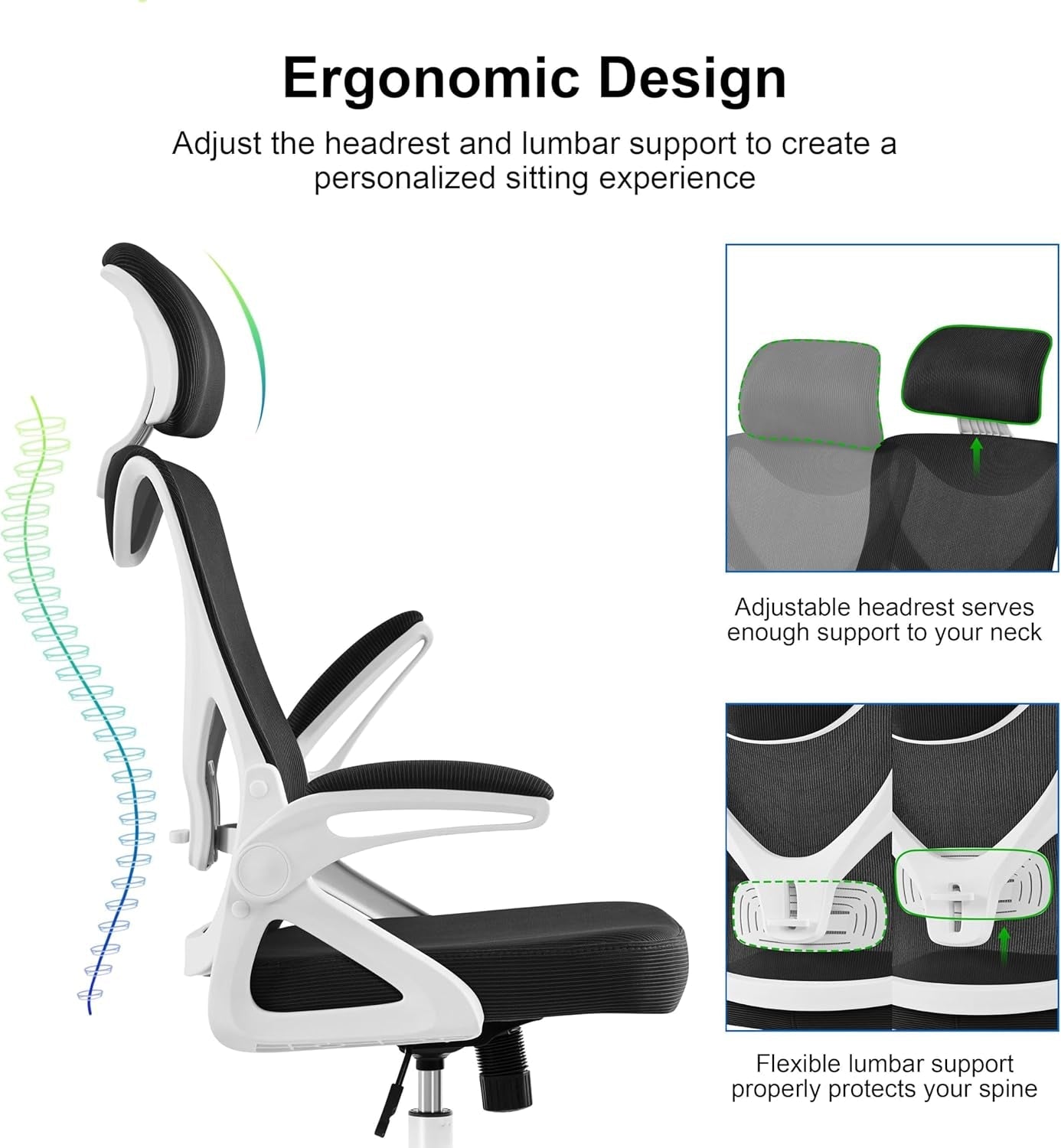 Ergonomic Mesh Office Chair High Back White And Black
