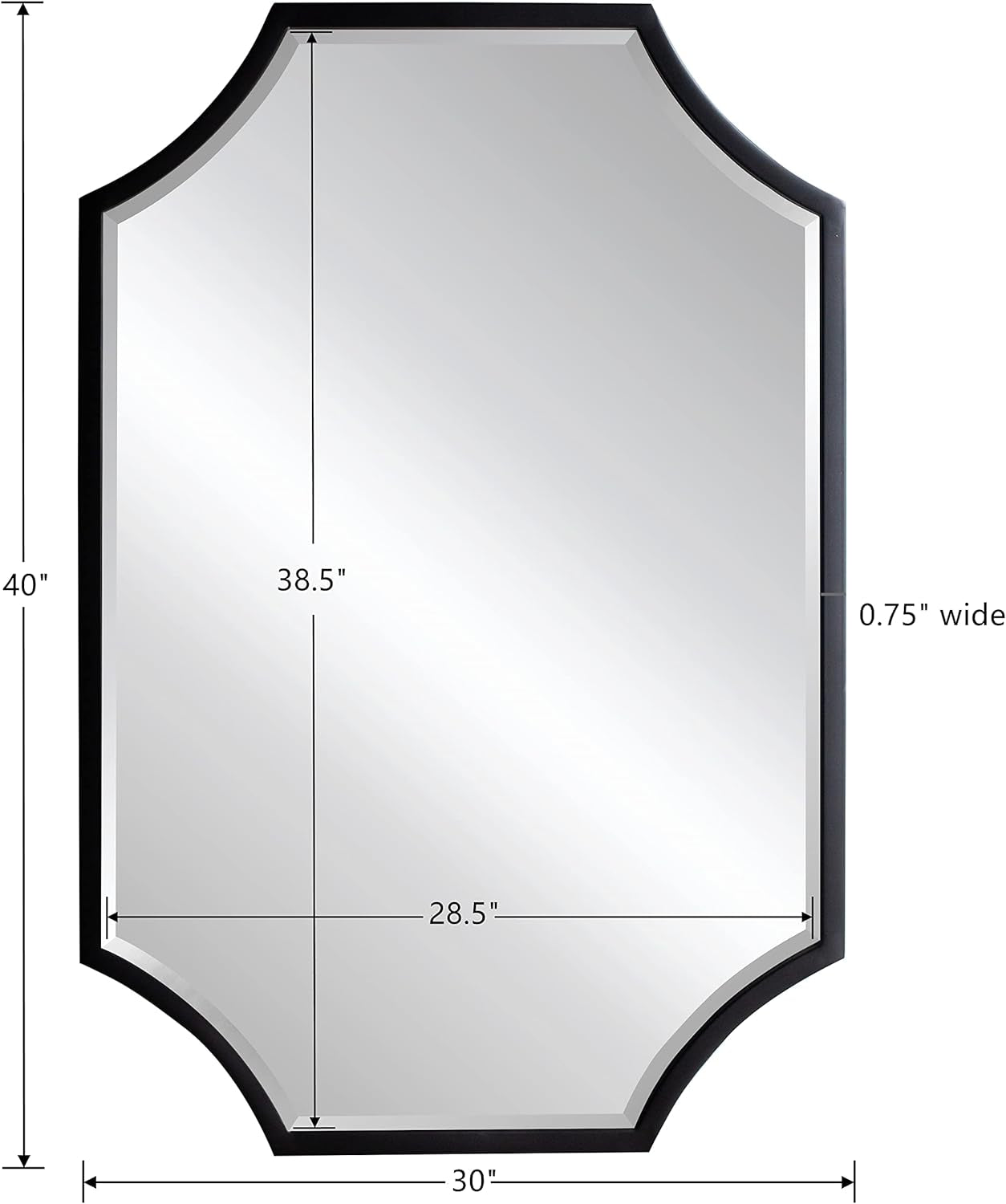 30x40 Black Bathroom Mirror With Gold Scalloped Frame