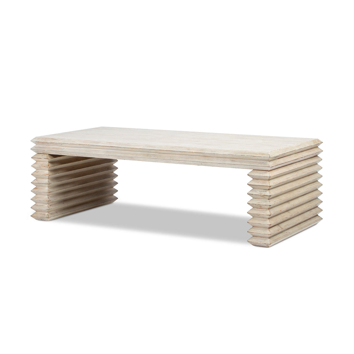 Veda 55" Reclaimed Wood Stacked Geometric Waterfall Coffee Table