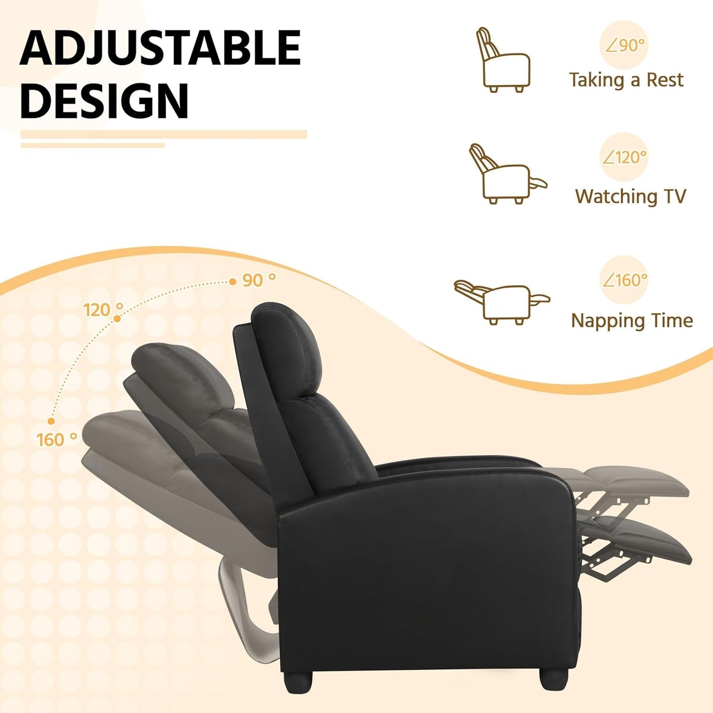 Modern Recliner Sofa With Lumbar Support And Plush Comfort