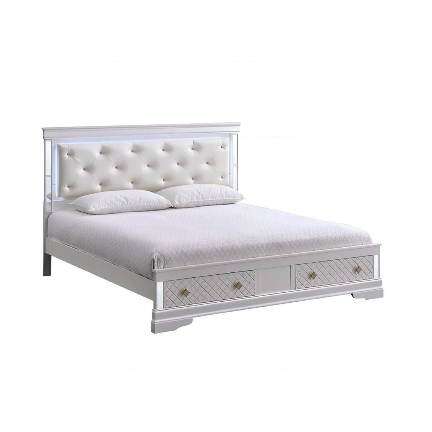 Verona G6735B-QSB Queen Bed (Mattress Not Included), Pearl