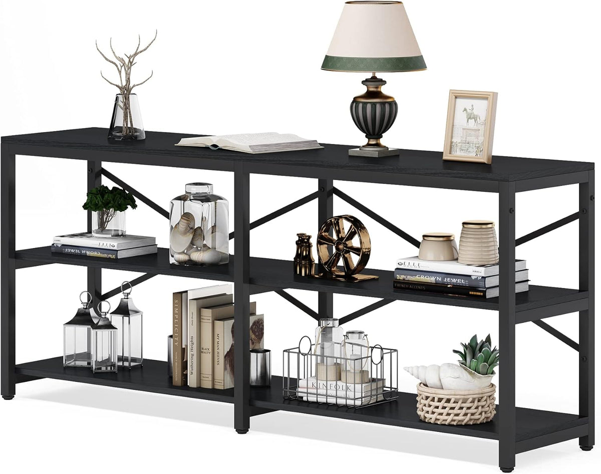 70.9" Extra Long Console Table with Storage Shelves
