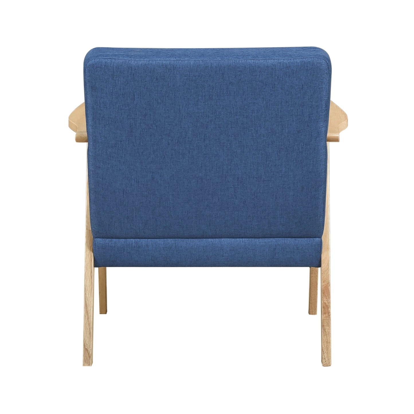 Modern Home Furniture Blue Fabric Upholstery 1pc Accent Chair Solid Rubberwood Natural Finish Contemporary Cushion Seat