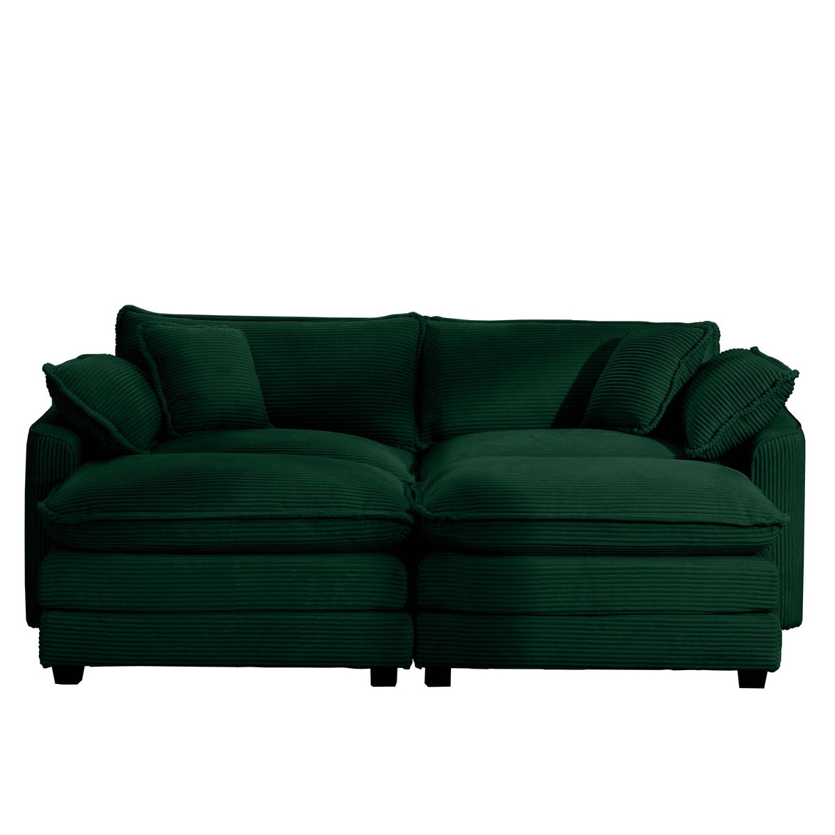 Corduroy Two-Seater Sofa with Ottoman