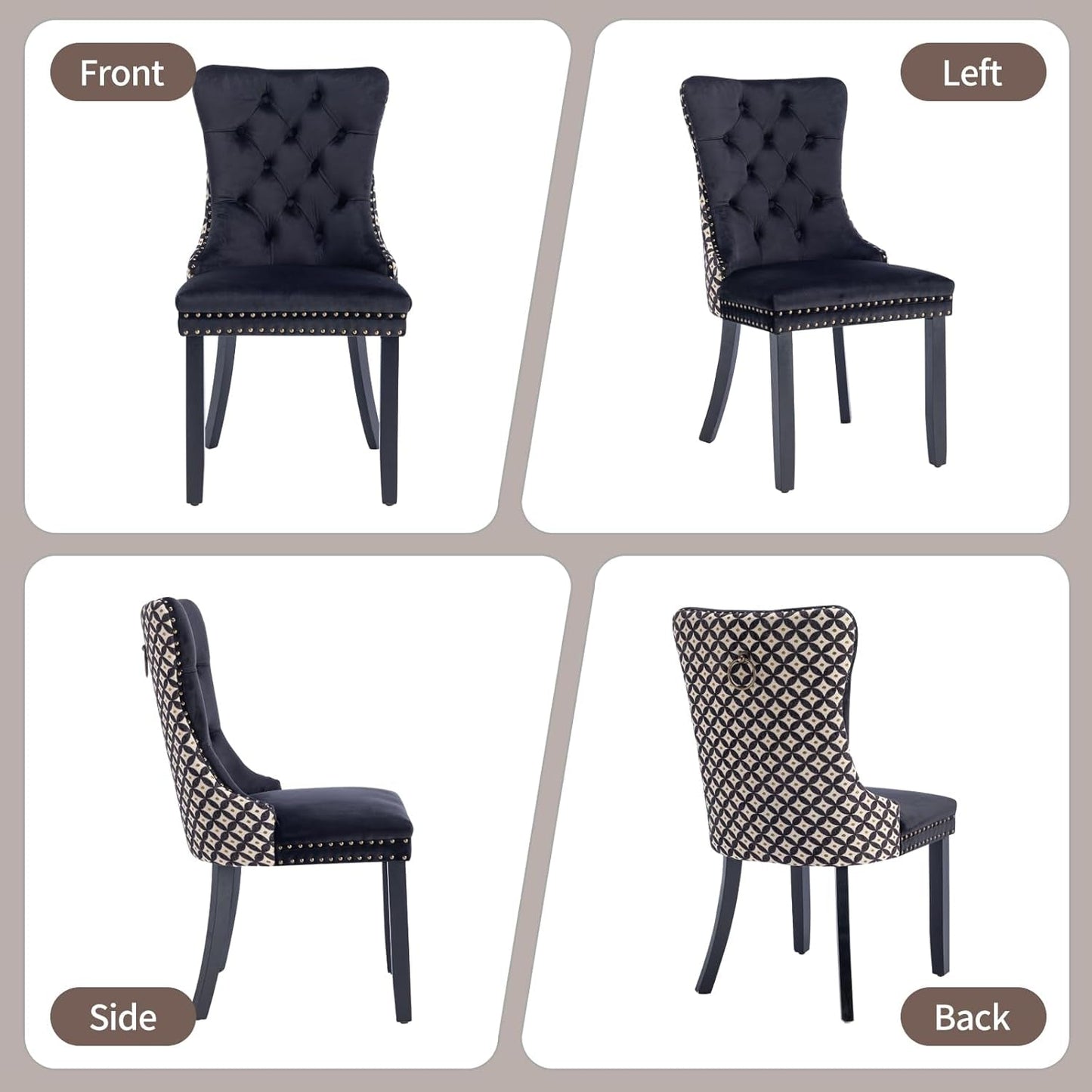 Velvet Tufted Dining Chairs Set Of 4 With Nailhead Trim