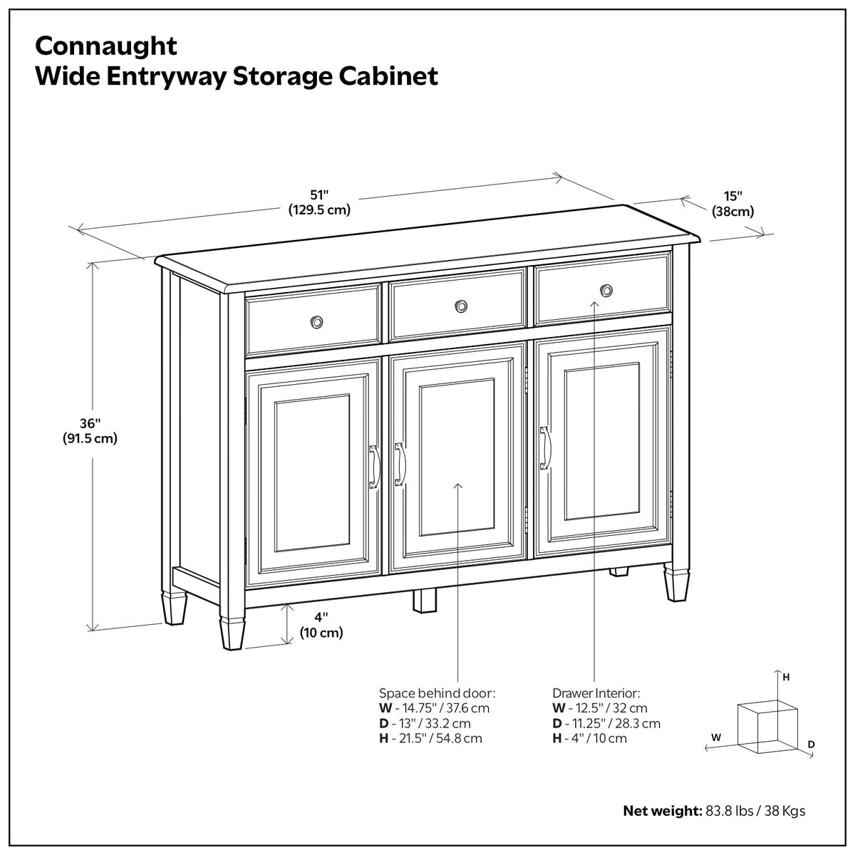 Connaught Wide Entryway Storage Cabinet