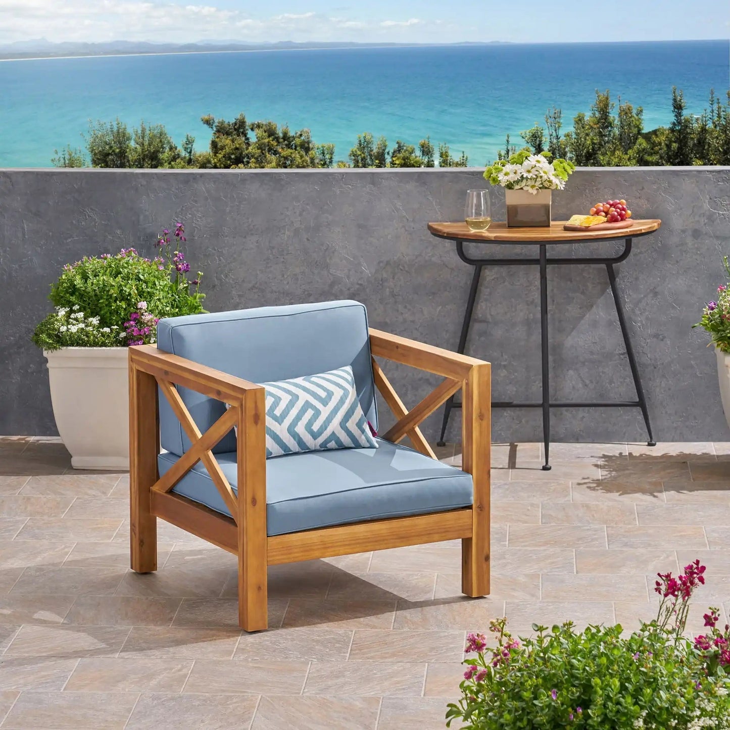 Brava Mid-Century Modern Club Chair With Water Resistant Cushions