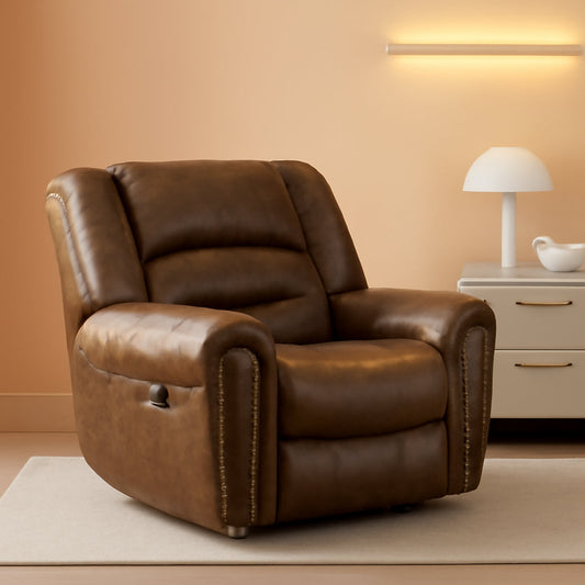 Nut Brown Electric Recliner Chair With USB Port Comfort