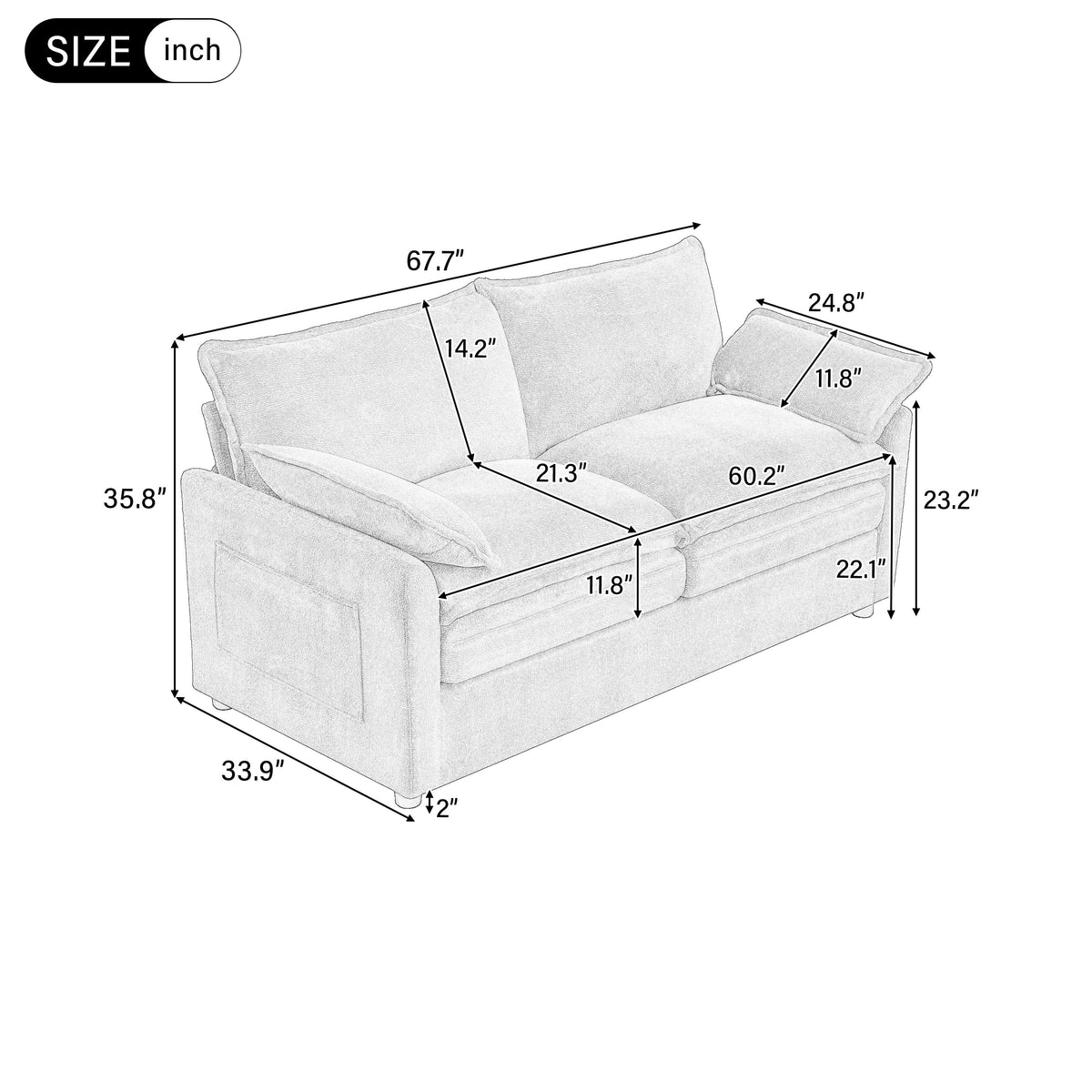 Modern Loveseat Sofa