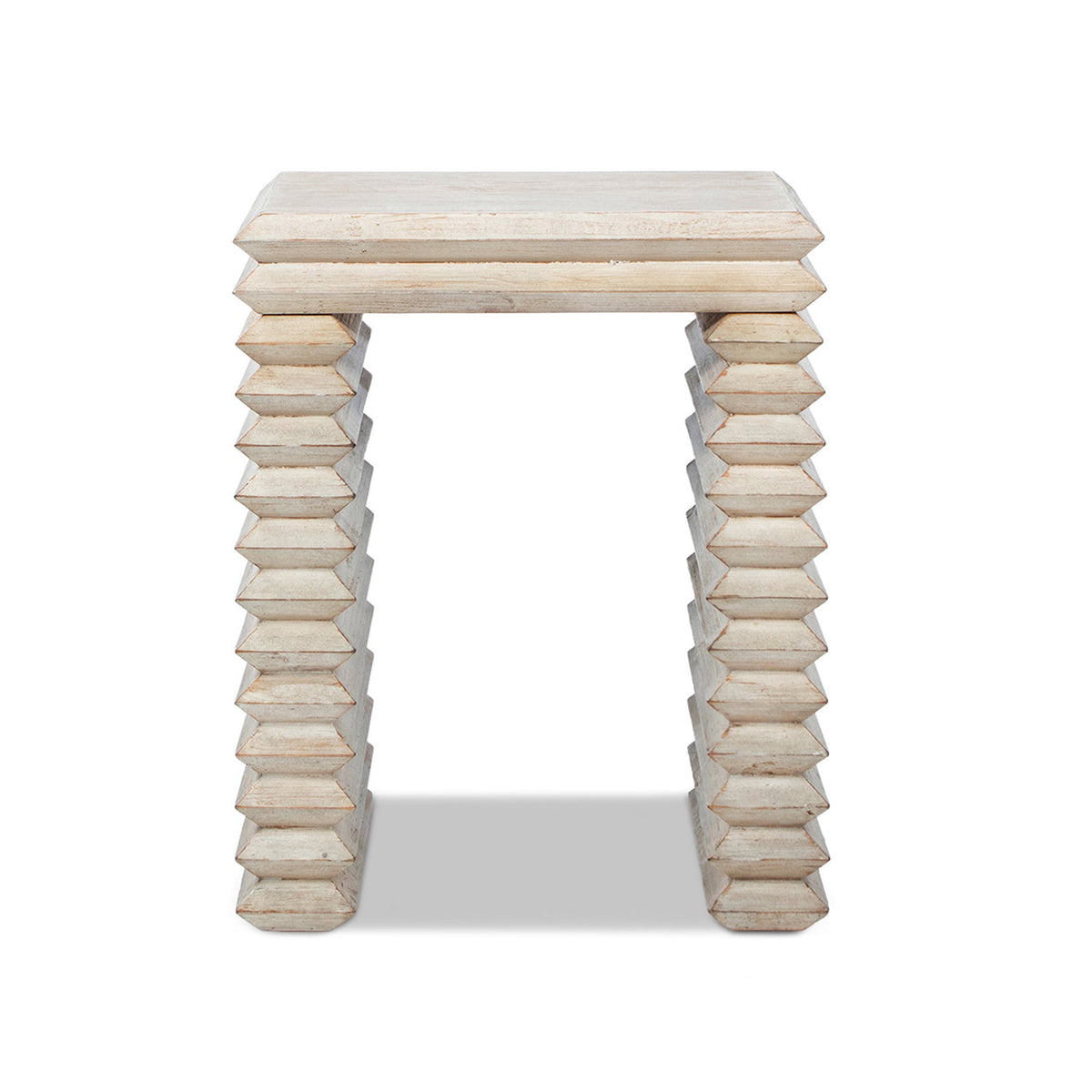 Veda 20" Reclaimed Wood Stacked Geometric Waterfall Side Table
