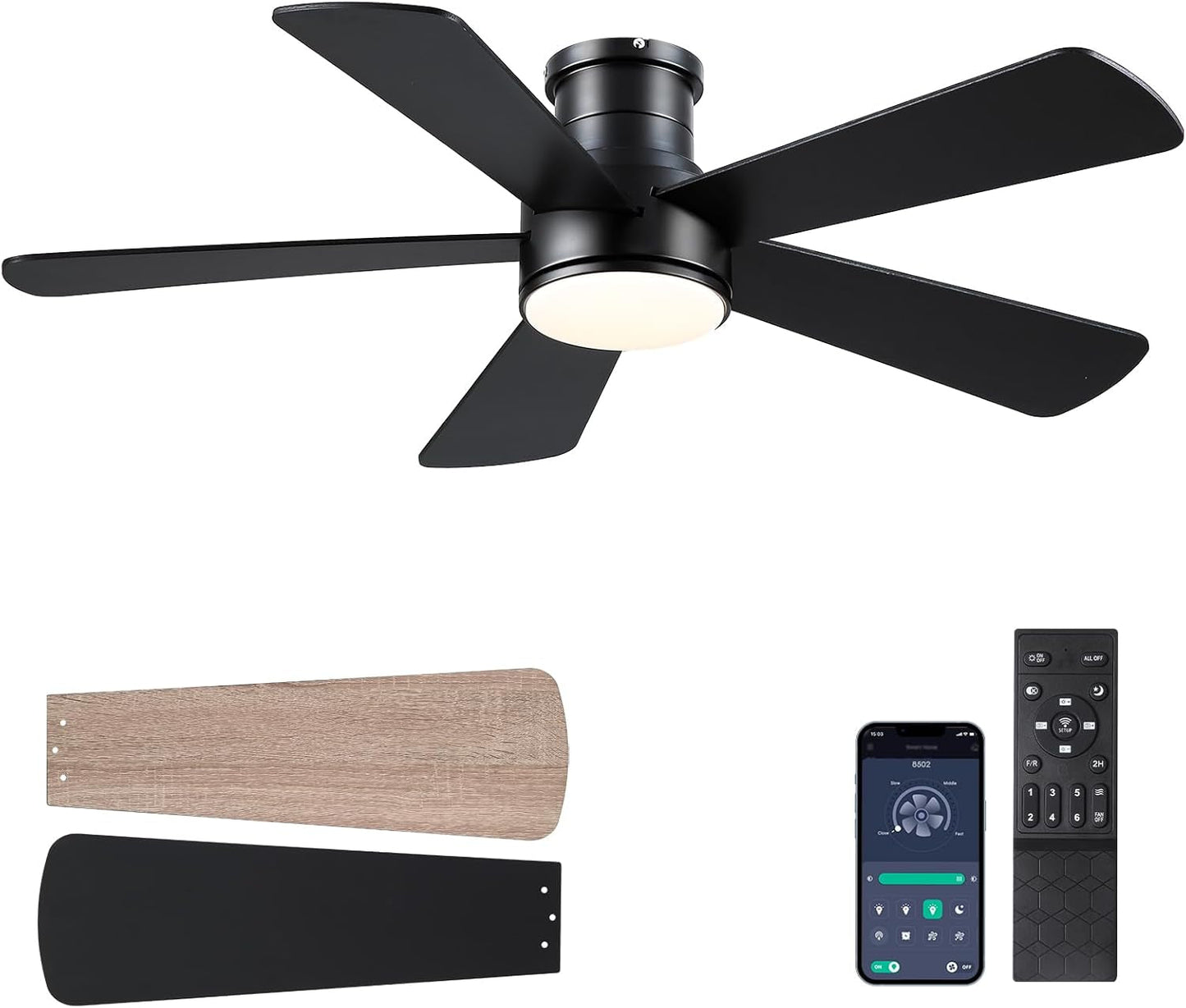 46 Inch DC Motor Ceiling Fan With Remote App Control