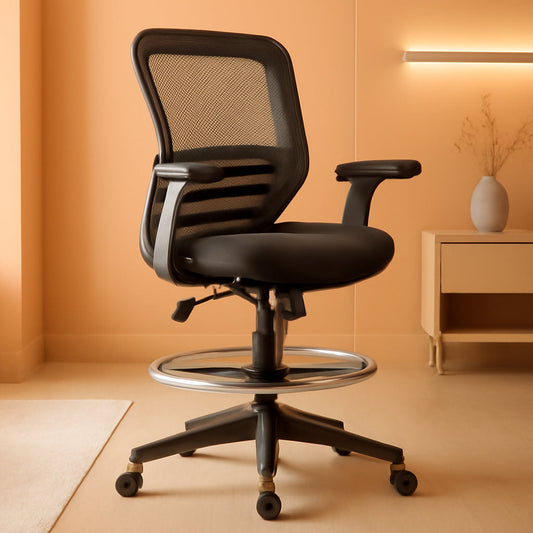 400Lbs Ergonomic Drafting Chair Height Adjustable Foot Ring