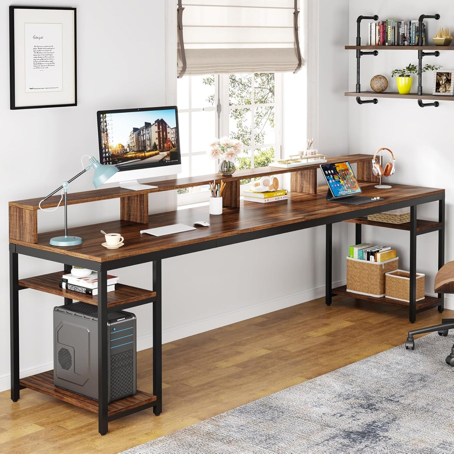 78" Two-Person Desk with X-Legs